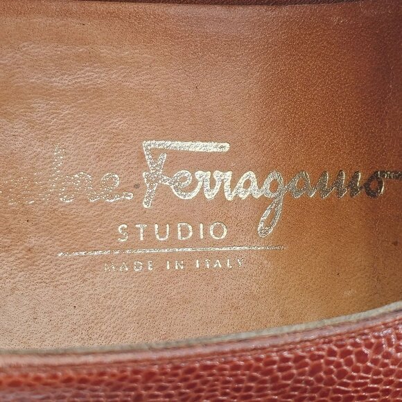 Salvatore Ferragamo Italy Dress Shoes Men's 9.5 Brown Leather Monk Strap Loafers - Picture 12 of 12